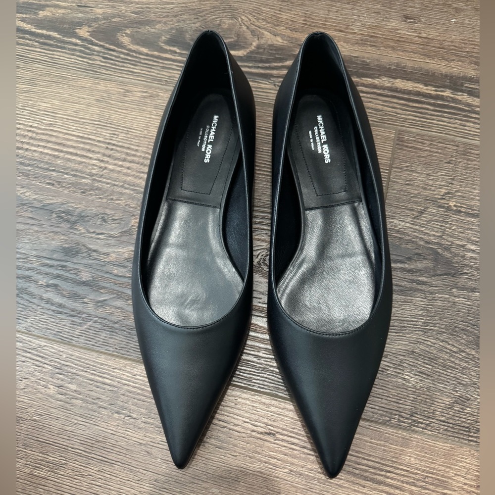 Michael Kors Collection Renata Leather Skimmer Flats - black - size 38 (8)